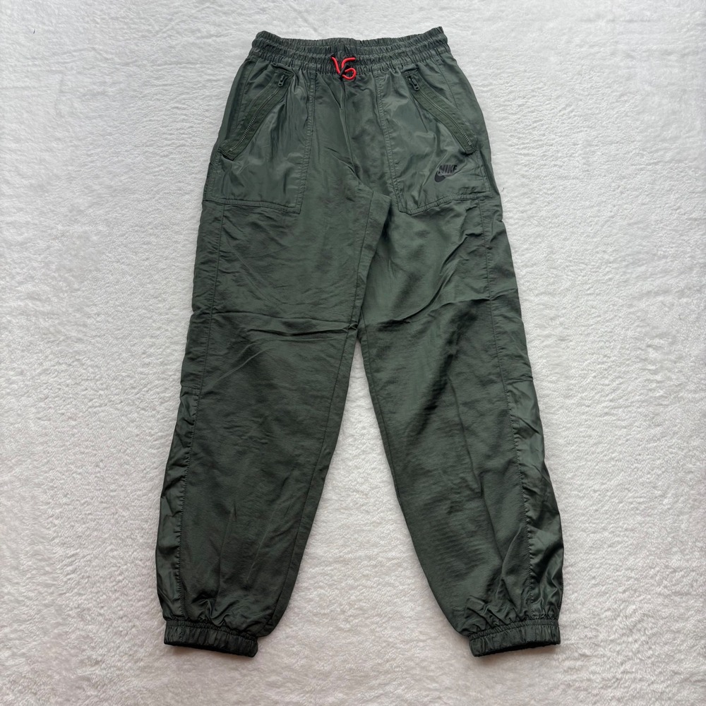 Nike Sportswear Essential Woven Pants Olive Green Bungee Joggers XS DM6183-326